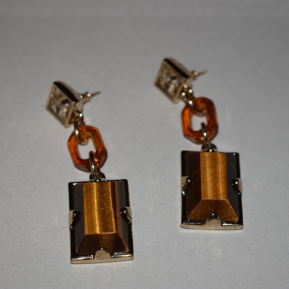 Vintage style gold and tiger's eye earrings